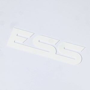 3mm White Foamex Flat Cut Letters spelling "ESS" arranged on a white background.