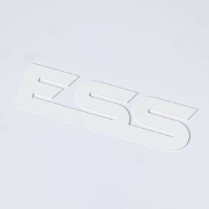 5mm Foamex Flat Cut Letters spelling "ESS" arranged on a white background.