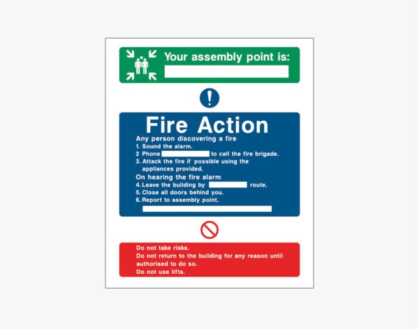 Fire Action Signs Assembly Point 250mm x 300mm