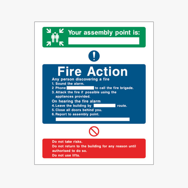 Fire Action Signs Assembly Point 250mm x 300mm