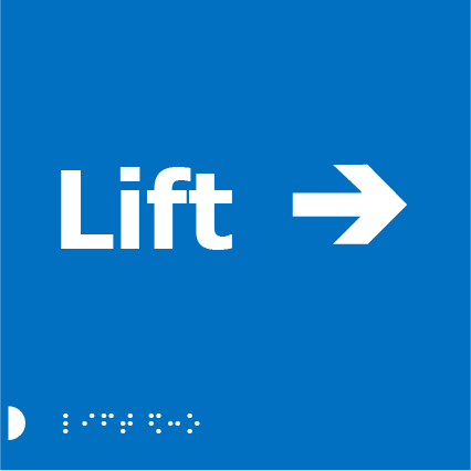 Braille Lift Sign Arrow Right