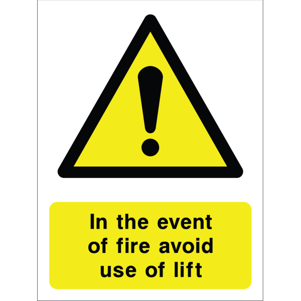 Fire safety warning sign: do not use lifts during fire