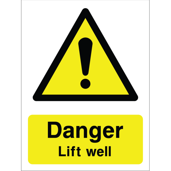 Danger warning sign: lift well hazard