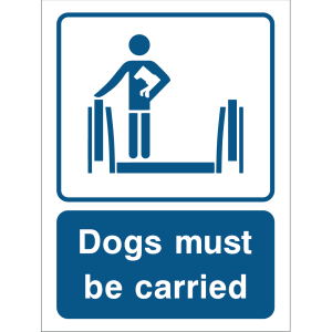 Dogs must be carried safety sign