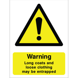 Warning sign: loose clothing may be entangled in machinery
