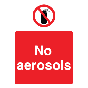Outdoor "No aerosols" warning sign with no aerosol spray symbol