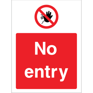 Outdoor "No entry" sign with no hand symbol, warning against unauthorised access