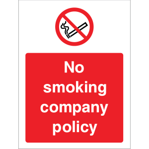 Outdoor "No smoking company policy" warning sign with no smoking symbol