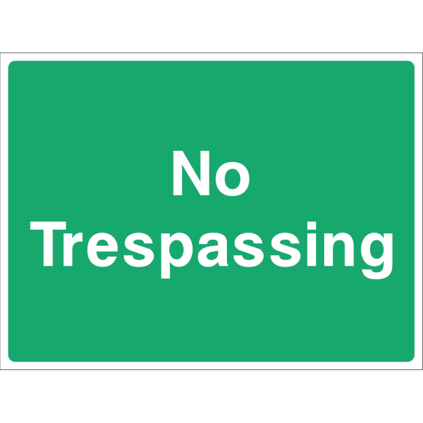 No Trespassing warning sign with bold white text on green background
