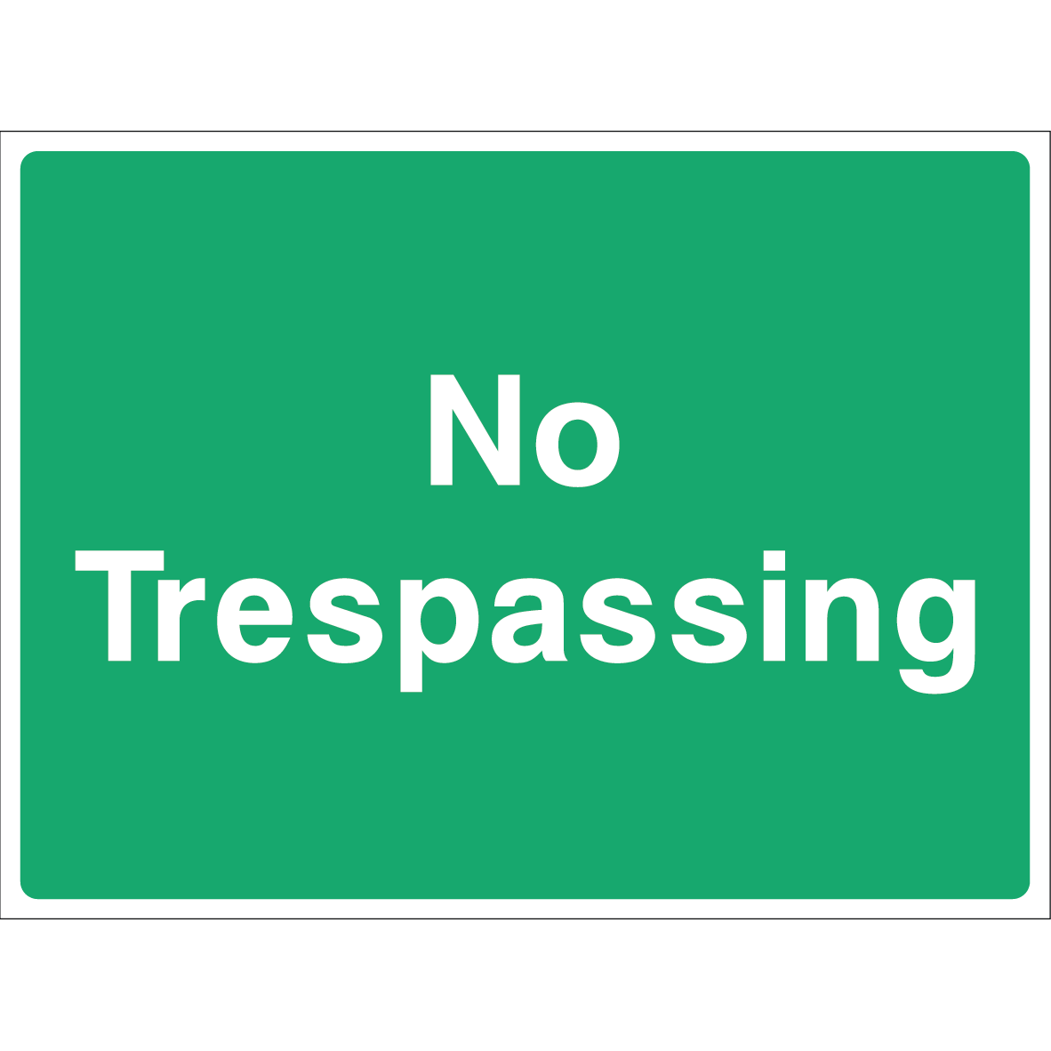 No Trespassing warning sign with bold white text on green background