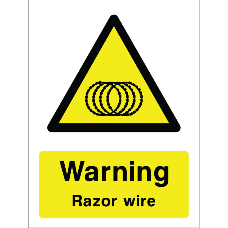 Razor Wire – Hazard Warning Sign