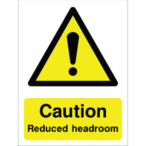 Warning sign: reduced headroom hazard