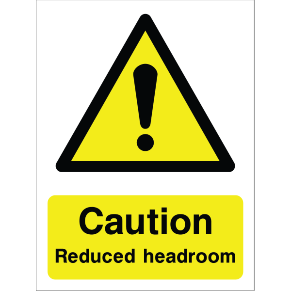Warning sign: reduced headroom hazard