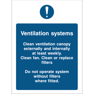 Ventilation system safety and maintenance instructions sign