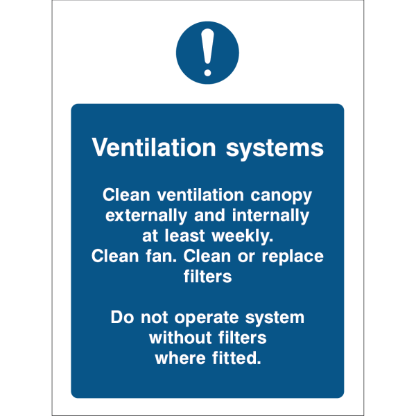 Ventilation system safety and maintenance instructions sign