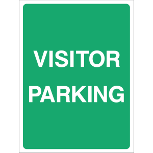 Green "Visitor Parking" sign with white text, suitable for outdoor use to designate parking areas for visitors only