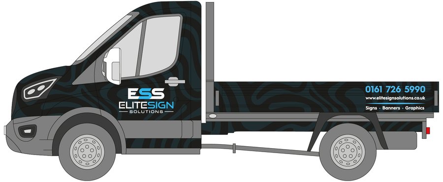 Ford Transit dropside with a full colour-change wrap by Elite Sign Solutions
