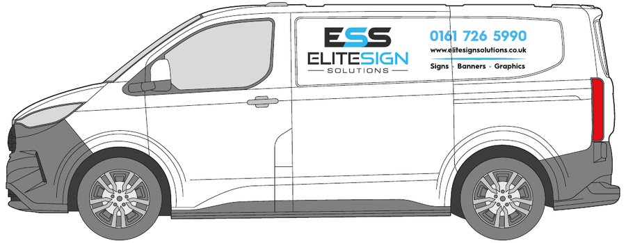 Ford Transit Custom medium van with printed graphics over factory paint by Elite Sign Solutions, Manchester