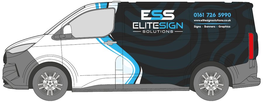 Ford Transit Custom medium van with a half wrap in printed vinyl by Elite Sign Solutions