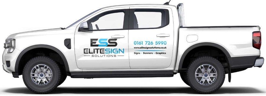 Ford Ranger double cab pickup with printed graphics over factory paint by Elite Sign Solutions, Manchester