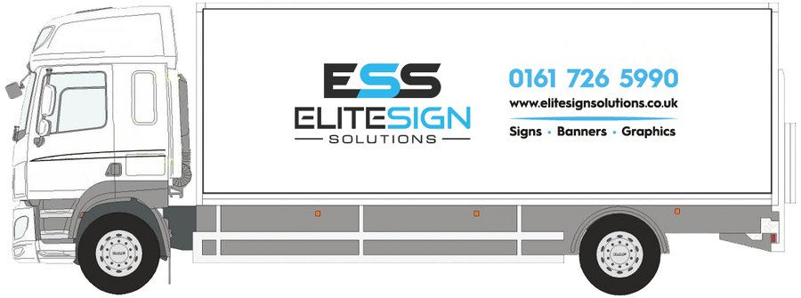 DAF LF rigid box truck with printed graphics over factory paint by Elite Sign Solutions, Manchester