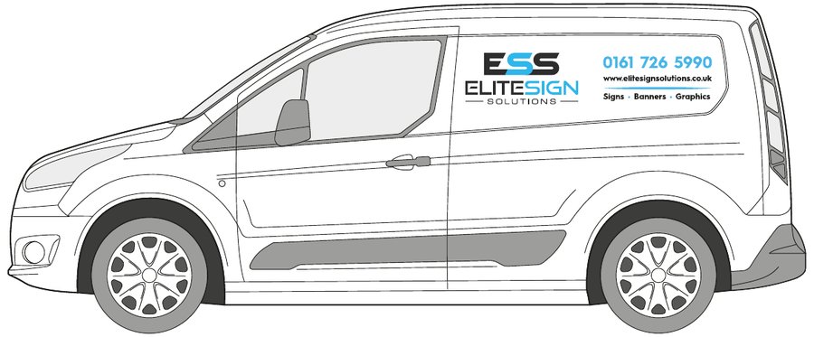 Ford Transit Connect small van with printed graphics over factory paint by Elite Sign Solutions, Manchester