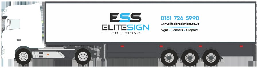 tractor unit and box trailer with printed graphics over factory paint by Elite Sign Solutions, Manchester
