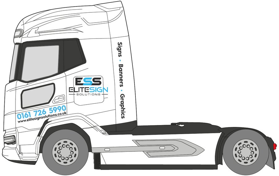 DAF tractor unit with printed graphics over factory paint by Elite Sign Solutions, Manchester