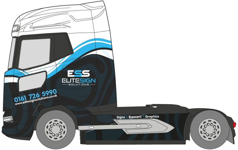 DAF tractor unit with a half wrap in printed vinyl by Elite Sign Solutions